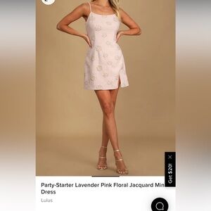 Party-Starter Lavender Pink Floral Jacquard Mini Dress